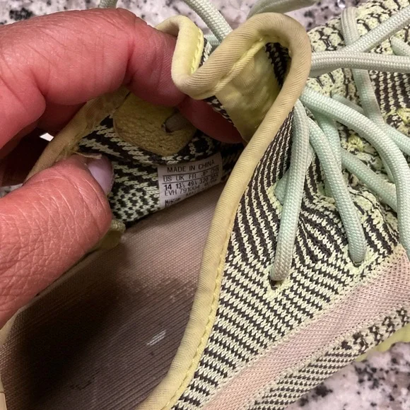 Yeezy Adidas Boost 350 V2 Sneakers Yeezrealin Green and Cream.